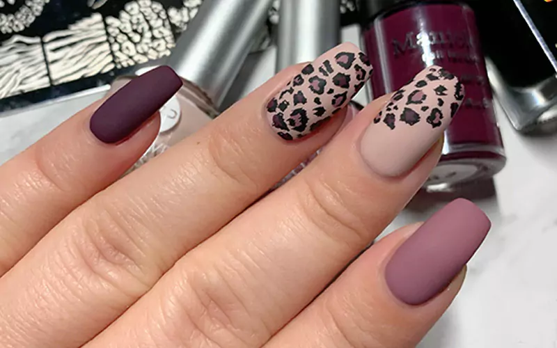 animal prints on french nails