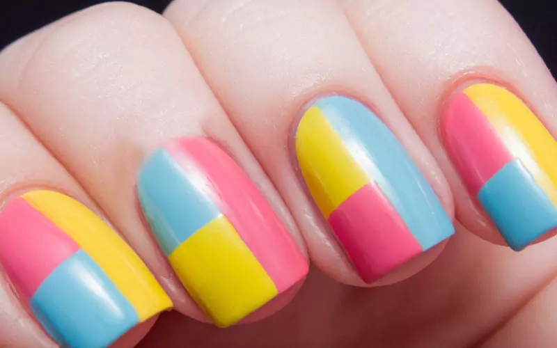 color block french tip nails